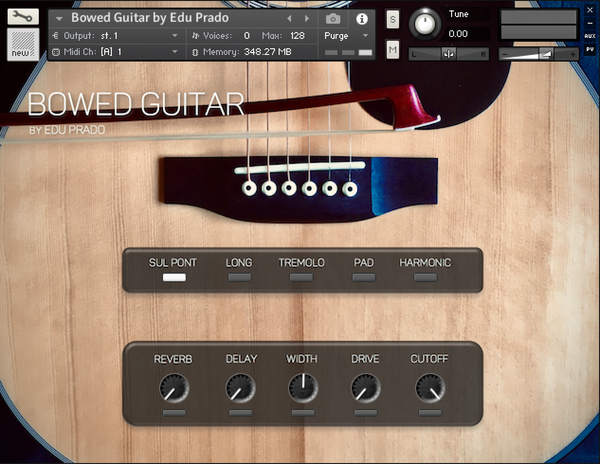 Bowed Guitar - Kontakt acoustic guitar sound design sample library user interface