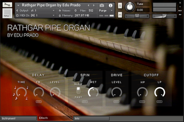 Rathgar Pipe Organ GUI - Effects Page